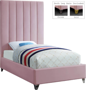 Glenda Twin Bed In Pink Velvet