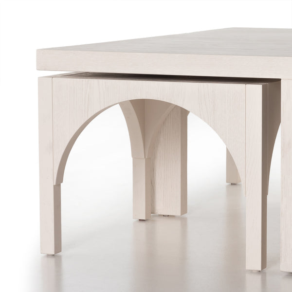 Amara Coffee Tbl W/Nesting Arch Stls In Wht
