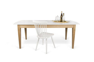 niche dining table in pure white / oak