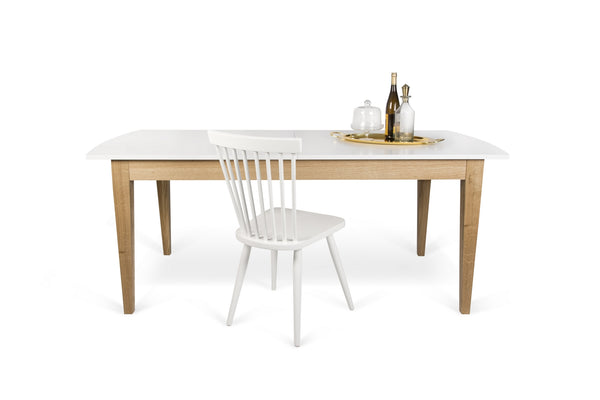 niche dining table in pure white / oak