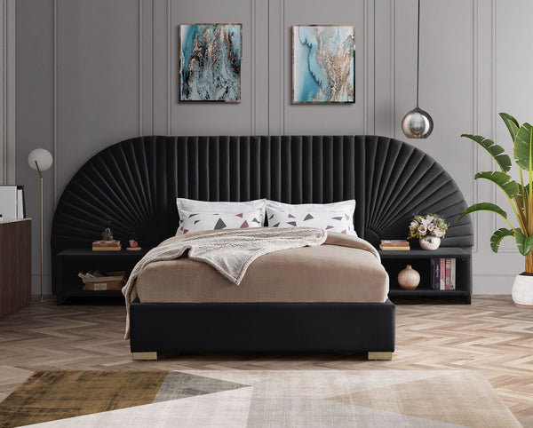 Diana Queen Bed In Black Velvet