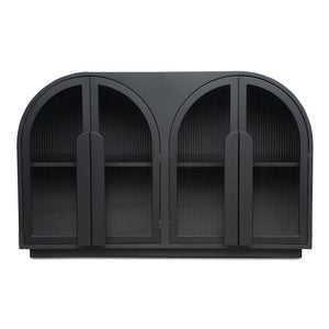 Salone Cabinet in Black with Reeded Glass