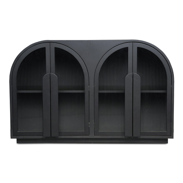 Salone Cabinet in Black with Reeded Glass