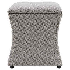 Amelia Fabric Nailhead Tufted Storage Ottoman In Cardiff Gray
