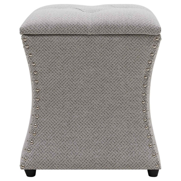 Amelia Fabric Nailhead Tufted Storage Ottoman In Cardiff Gray