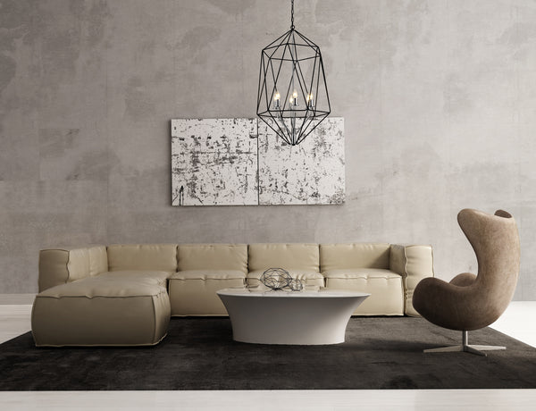 Geo 6 Light Chandelier in Matte Black + Chrome Finish