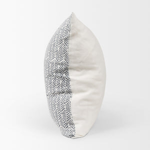 Jennelle Cream w/ Indigo Print Linen Square Decorative Pillow Cover