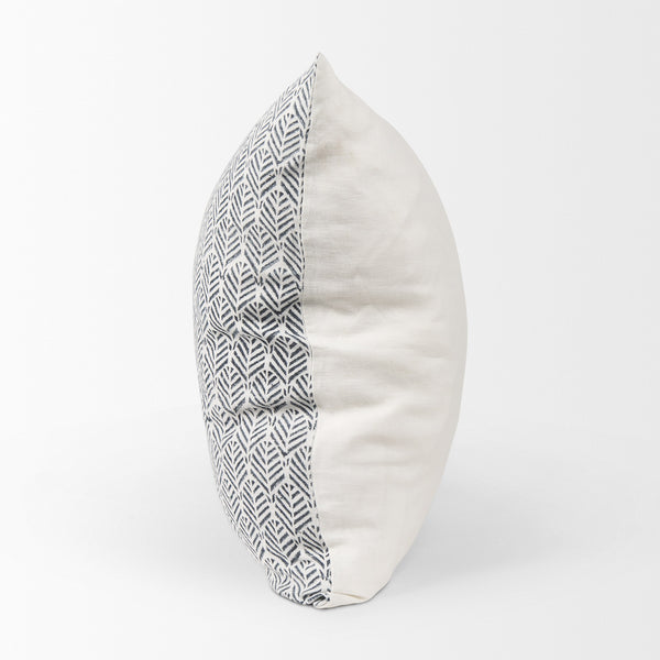 Jennelle Cream w/ Indigo Print Linen Square Decorative Pillow Cover