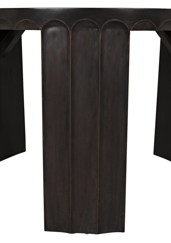 Fluted Side Table, Pale with Light Brown Trim
