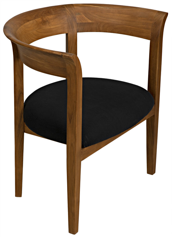 Webster Teak Club Chair with Satin Clear Coat and Black Cotton Cushion