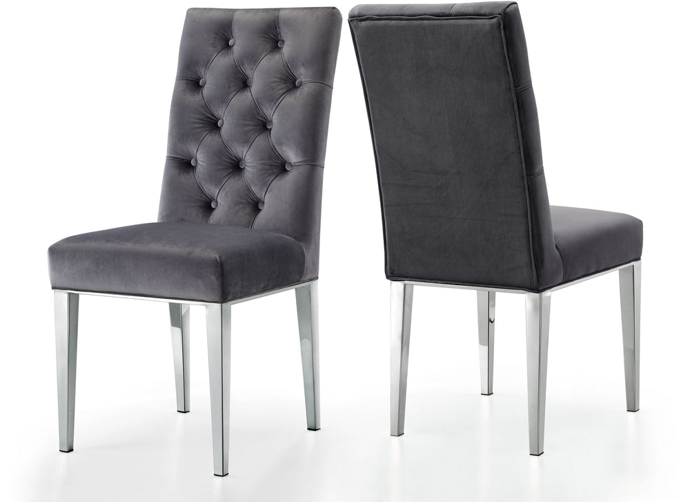 Pauline Dining Chair In Grey Velvet