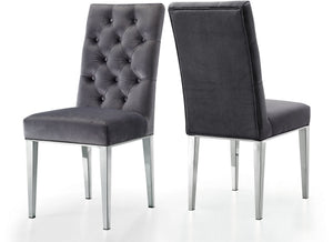 Pauline Dining Chair In Grey Velvet