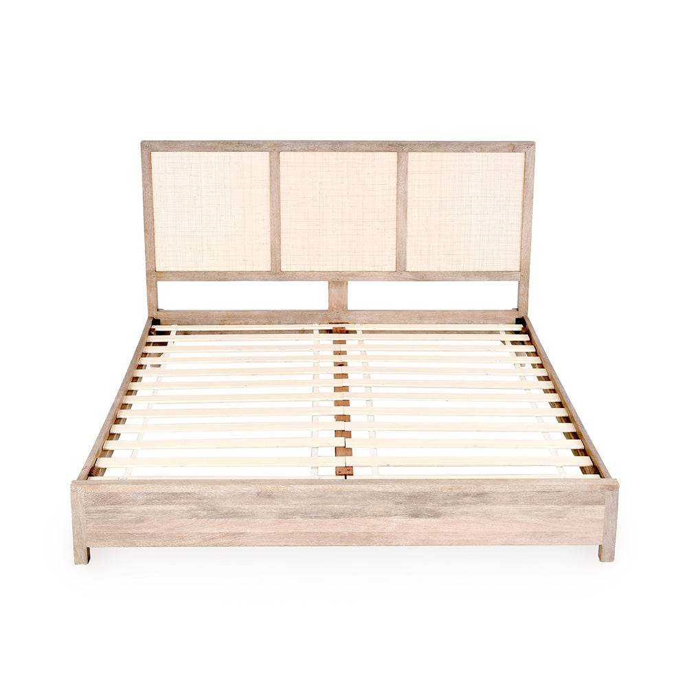 Jensen Bed - Mango Wood & Cane Details - Queen