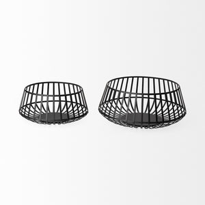 Emilio Set of 2 Black Metal Slated Bowls