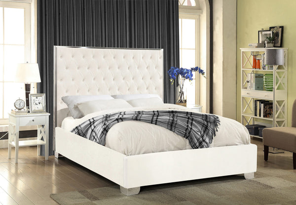 Priscilla King Bed In White Velvet