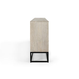 Flint Solid Wood 6Dr Cabinet with Black Iron Base - Coastal White