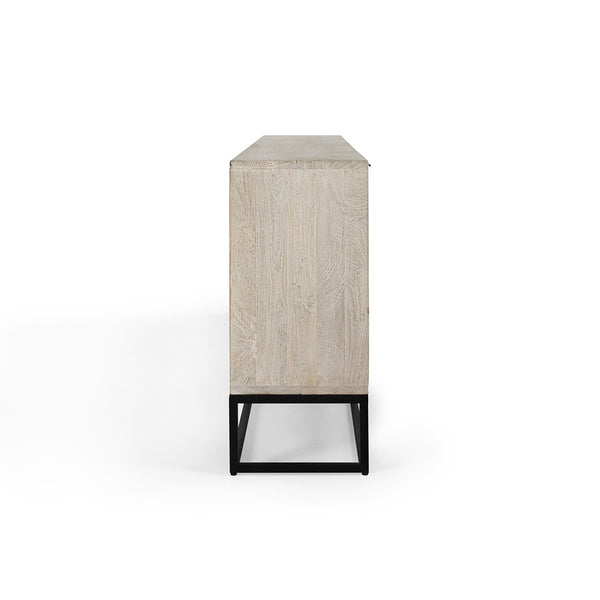 Flint Solid Wood 6Dr Cabinet with Black Iron Base - Coastal White