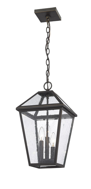 Talbot 3 Light Outdoor Chain Mount Ceiling Fixture in Rubbed Bronze Finish
