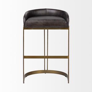 Hollyfield 20.5L  x 19.75W x 32.75H Black Leather Seat Gold Metal Base Stool