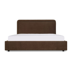 Simon Queen Storage Bed in Brown Upholstery