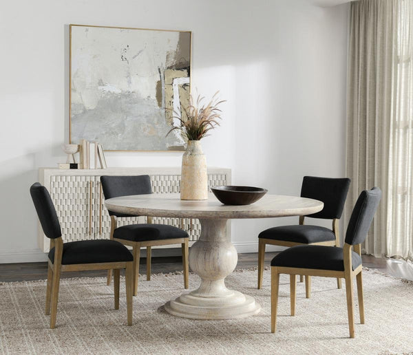 Hera Solid Wood Round Dining Table with Pedestal Base