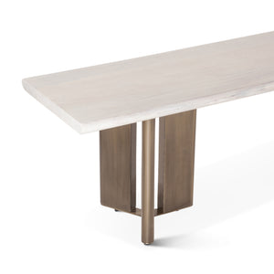 Zurich 78" Acacia Wood Dining Bench, Iron Legs, Whitewash