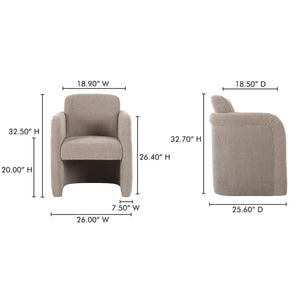 Moe's Mesto Rolling Dining Chair in Taupe