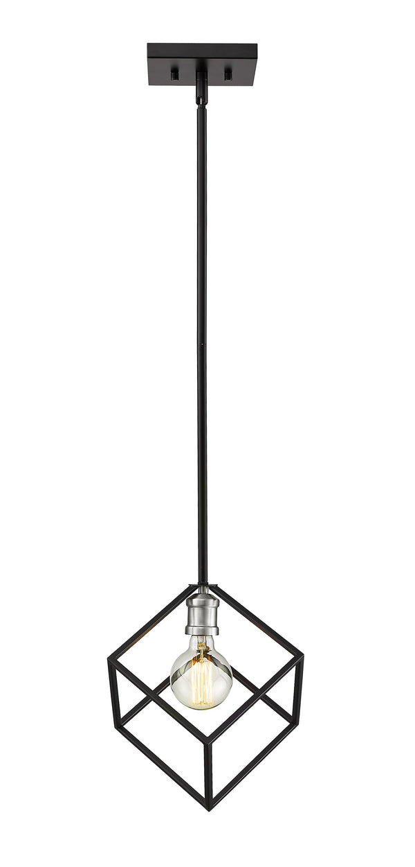 Vertical 1 Light Pendant in Matte Black + Brushed Nickel Finish