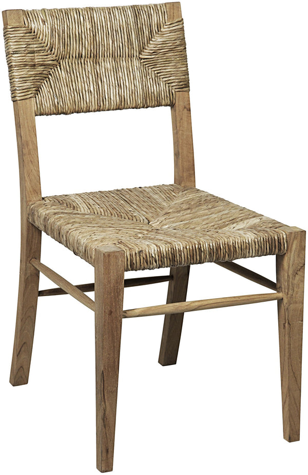 Faley Teak Chair with Rush Seagrass Weave and Clear Flat Finish