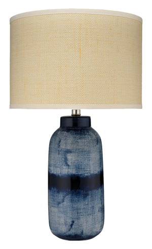 Batik Ceramic Table Lamp with Raffia Shade