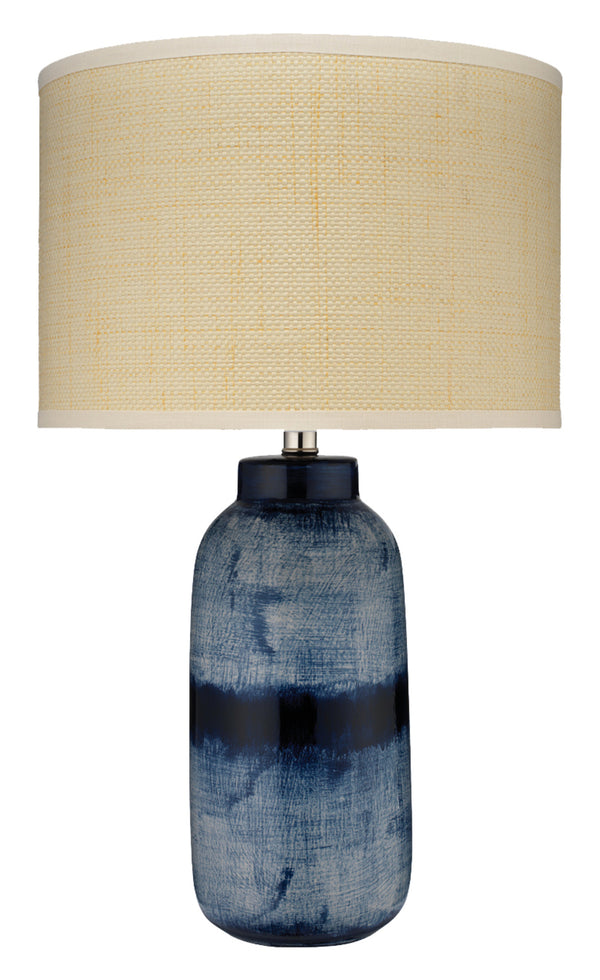 Batik Ceramic Table Lamp with Raffia Shade