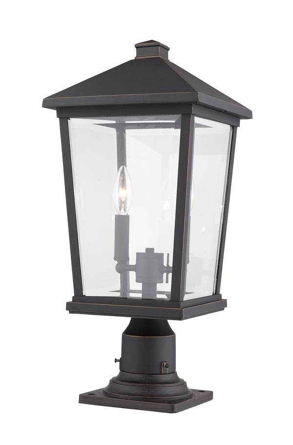 Beacon 2 Light Outdoor Pier Mounted Fixture in Oil Rubbed Bronze Finish