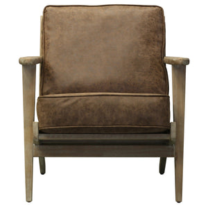 Albert Accent Arm Chair Brushed Smoke Frame In Nubuck Chocolate
