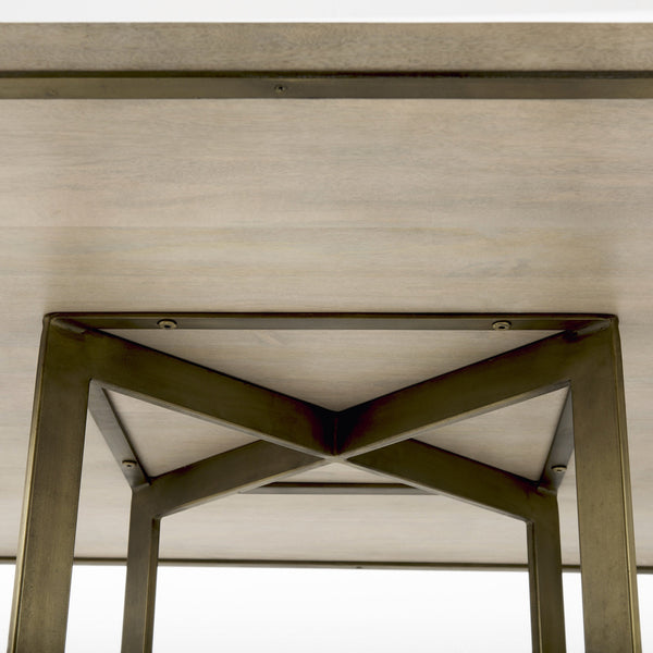 Faye I 48L x 48W x 30H Beige Finished Wood W/Gold Metal Base Square Dining Table