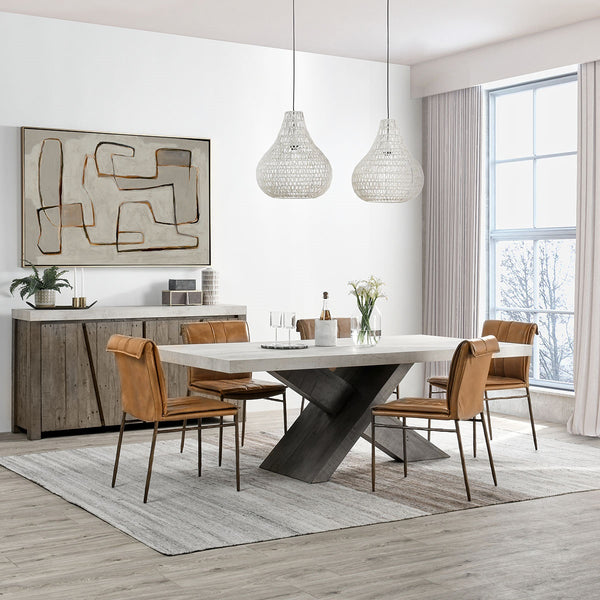 Mayer Dining Chair Set of 2 with Hammered Iron Legs