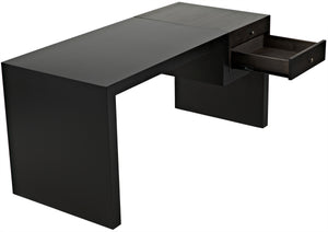 Alvaro Ebony Walnut Desk in Matte Black Steel