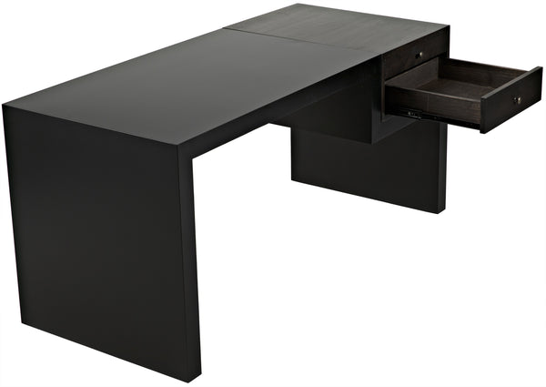 Alvaro Ebony Walnut Desk in Matte Black Steel