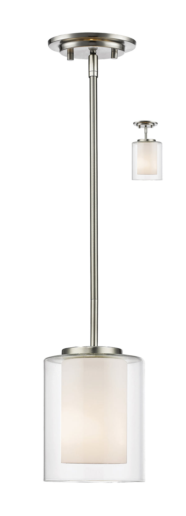 Willow 1 Light Mini Pendant in Brushed Nickel Finish