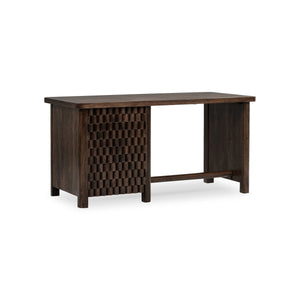Norwood Solid Mango Wood Desk with Brass Detailing - Bark Brown