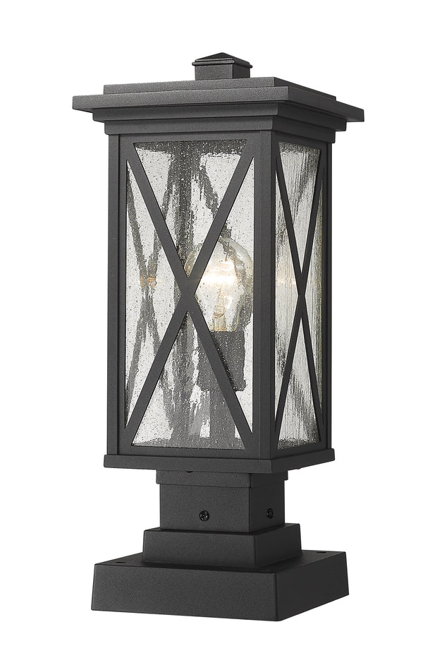 Brookside 1 Light Outdoor Pier Mounted Fixture in Black Finish