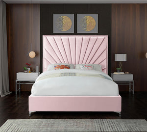 Wilfred Full Bed In Pink Velvet