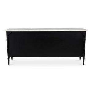 Eleanor 6 Drawer Dresser in Black with Marble Top