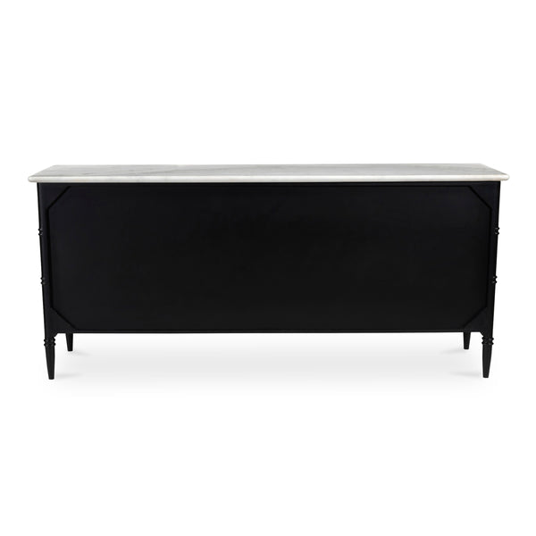 Eleanor 6 Drawer Dresser in Black with Marble Top