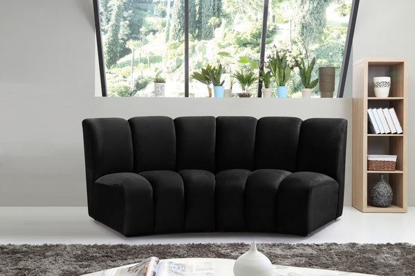 Lynda 2pc. Modular Sectional In Black Velvet