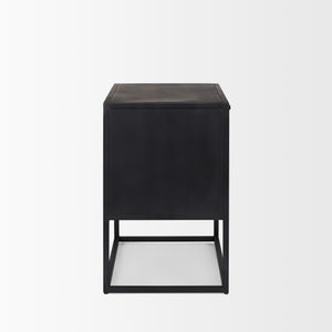 Sloan Black Wood W/Black Metal Frame Side Table