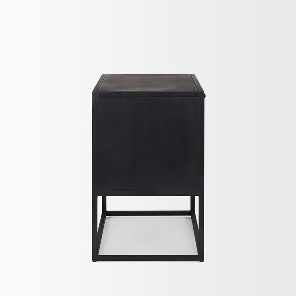 Sloan Black Wood W/Black Metal Frame Side Table