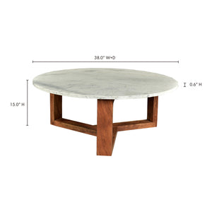 Moe's Jinxx Coffee Table White Marble & Acacia