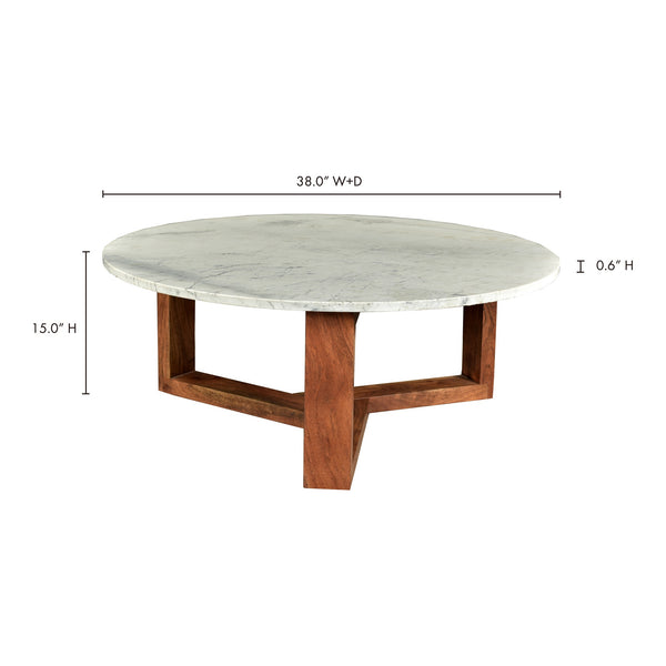 Moe's Jinxx Coffee Table White Marble & Acacia