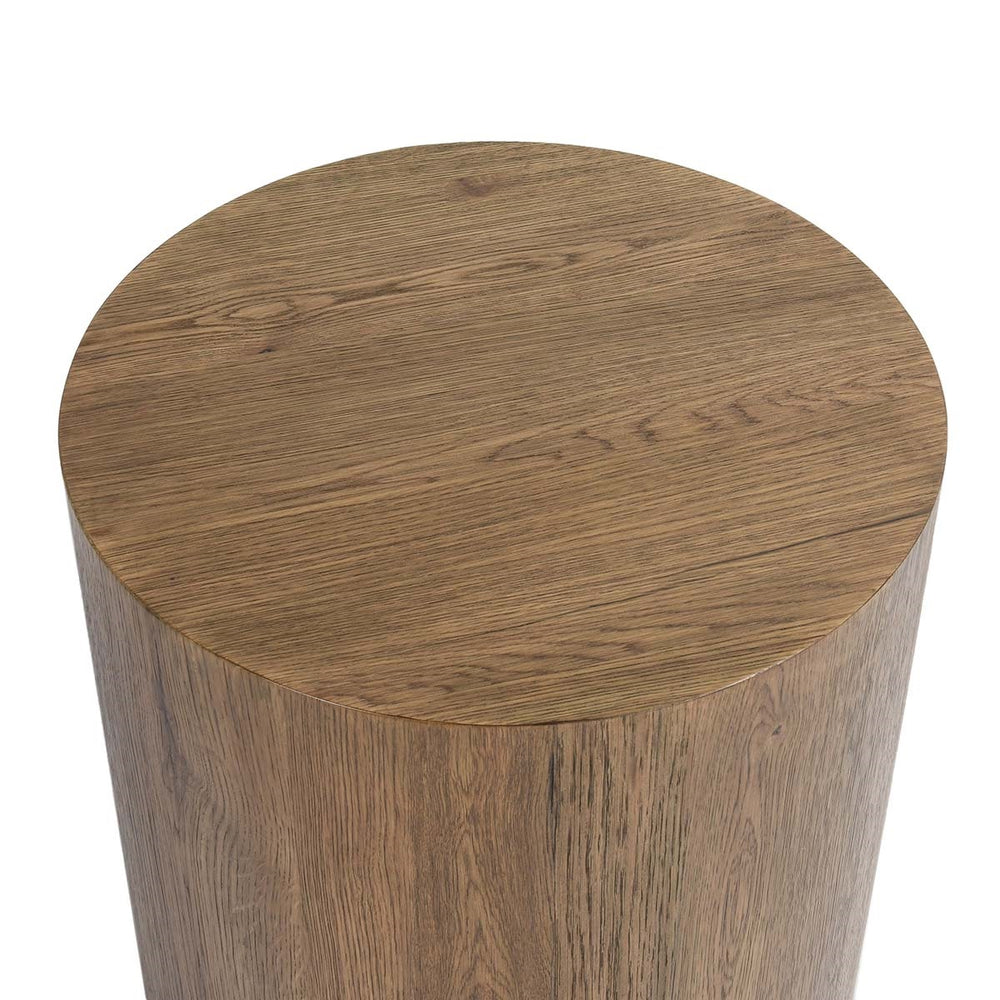 Layne Solid Wood Round End Table with Plinth Base