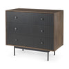 Grace 35.5L x 18.0W x 31.0H Medium Brown Wood W/Black Metal Frame 3 Drawer Accent Cabinet